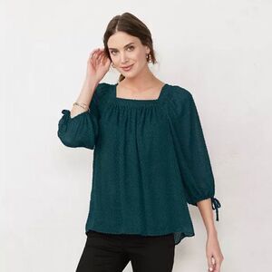 NWT LC Lauren Conrad Square Neck Peasant Top